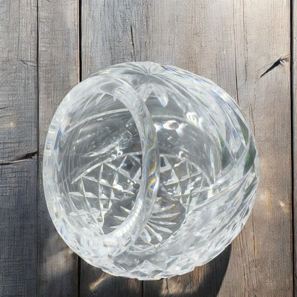 Vintage Clear Glass Crystal Orb Ashtray‎ Sphere Bowl Dish Mid Century Marked VTG